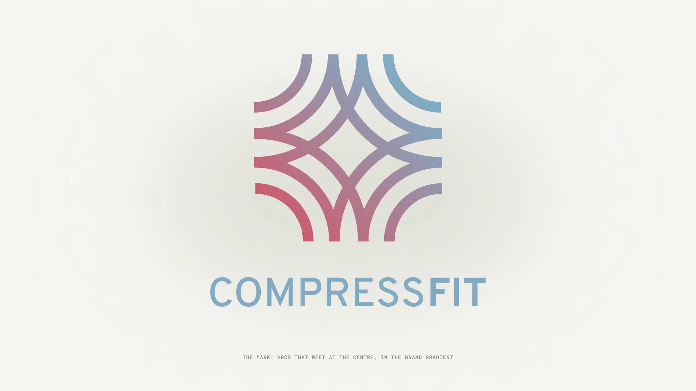 The CompressFit mark in the brand gradient from clinical blue to warm red, with the wordmark